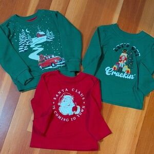 Holiday Time 2T Kids Toddler Christmas Festive Tee Sweatshirt Bundle Set Lot